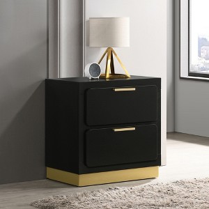 KIGFTSOD Modern Luxury 2-drawer Bedroom Nightstand,Black - 1 of 4