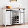 Coucheta Bar Cabinet with Barn Doors – Wine Storage Unit with Drawer and Open Shelves, Burnt Wood Finish, Farmhouse Style for Home or Party Hosting - 4 of 4