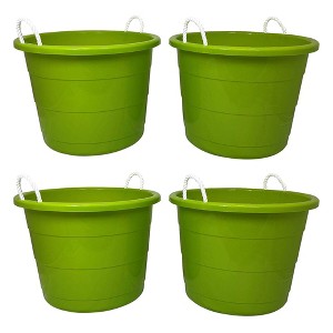 Homz 17 gallon Indoor Outdoor Storage Bucket W rope Handles For Sports Equipment Party Cooler Gardening Toys And Laundry Bold Lime Green 4 Pack Target