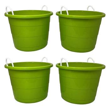 Homz 17 Gallon Indoor Outdoor Storage Bucket w/Rope Handles for Sports  Equipment, Party Cooler, Gardening, Toys and Laundry, Bold Lime Green (2  Pack)