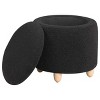 CAVINAS Luxurious Faux Shearling Round Storage Ottoman Bench,Footstool with Hidden Compartment,Storage Bench for Bedroom,Living Room,Entryway - 2 of 4