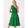 Allegra K Women's Summer One Shoulder Ruffle Neck Casual Flowy A-Line Tiered Sundresses - 4 of 4