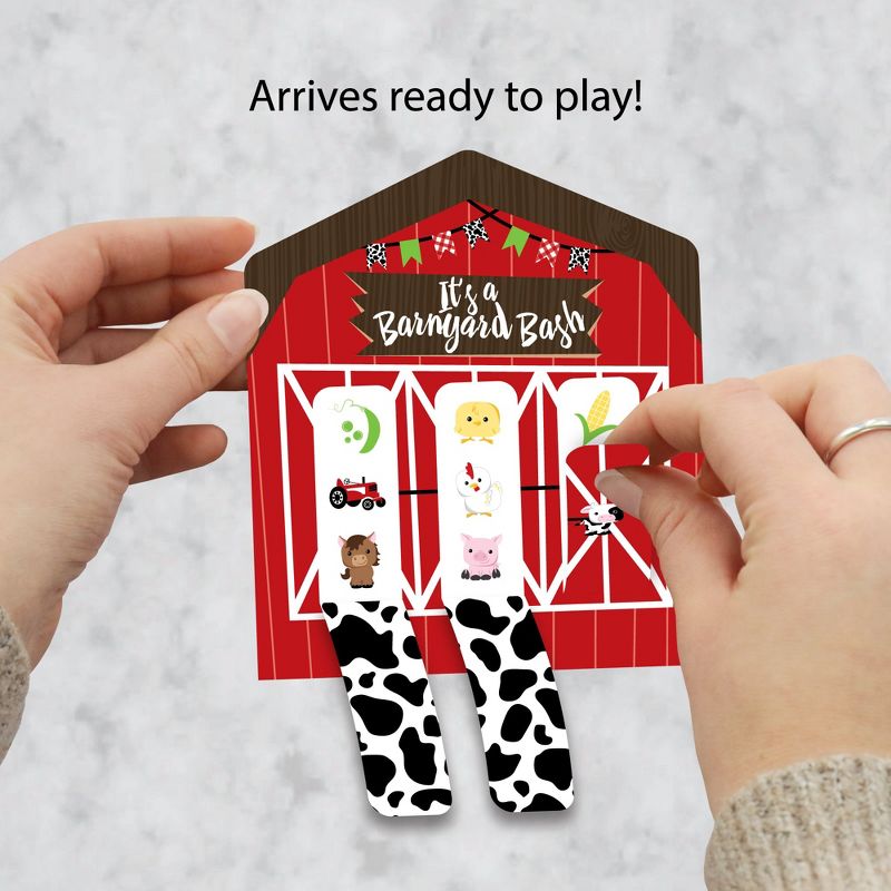 Big Dot of Happiness Farm Animals - Barnyard Baby Shower or Birthday Party Game Pickle Cards - Pull Tabs 3-in-a-Row - Set of 12, 2 of 7