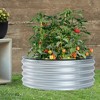 LuxenHome 35.83in Round Galvanized Steel Raised Garden Bed Planter Silver - 2 of 4
