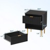 Fluted Nightstands, Modern Wood Bedside Tables with 2 Drawers, Gold Accent Side Tables for Bedroom Living Room - 3 of 4