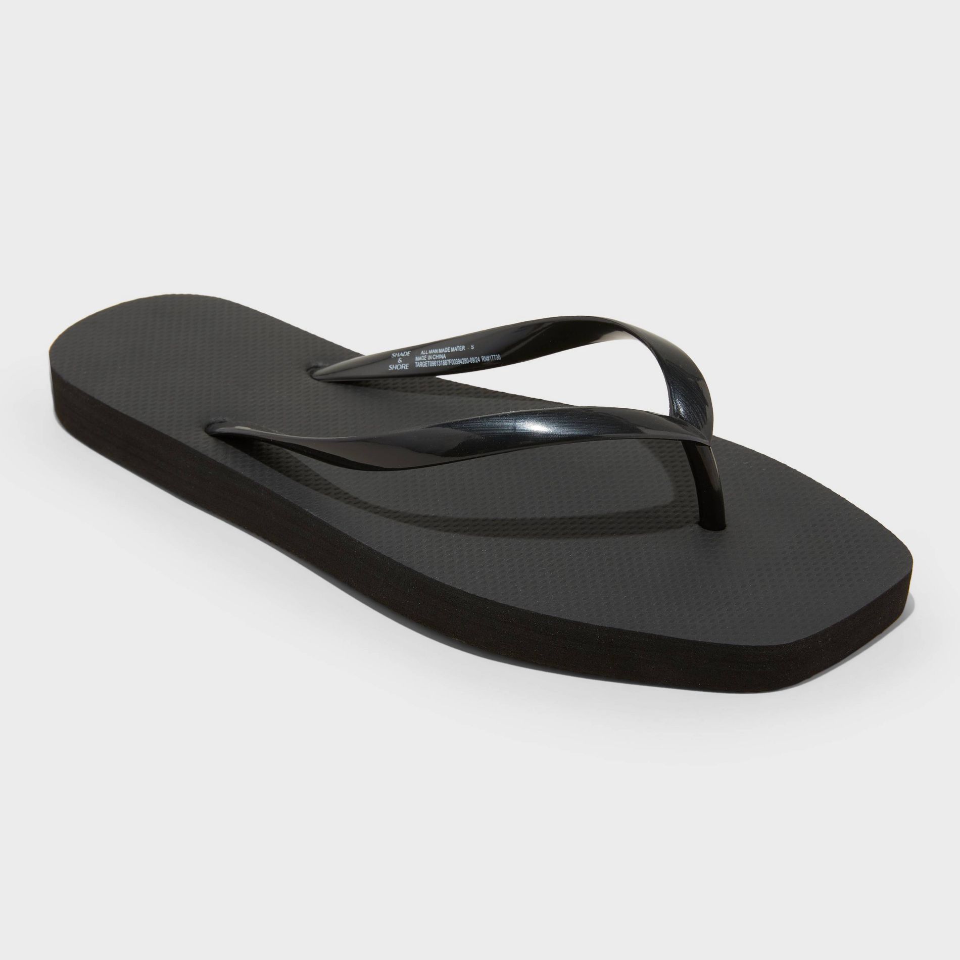 Women's Square Toe Thong Flip Flop Sandals - Shade & Shore™ Palmer Black 11: Slip-On, Medium Width