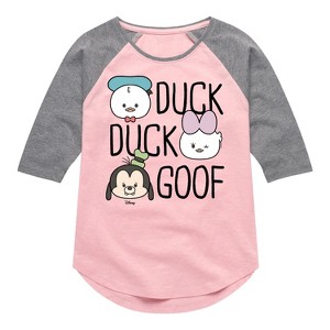 Girls' - Disney - Duck Duck Goof Shirt Tail Raglan Graphic T-shirt - 1 of 4