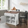 Crosley 42" Bartlett Wood Top Kitchen Island with X-Back Stools White/Black: Farmhouse Style, Adjustable Shelves - 3 of 4