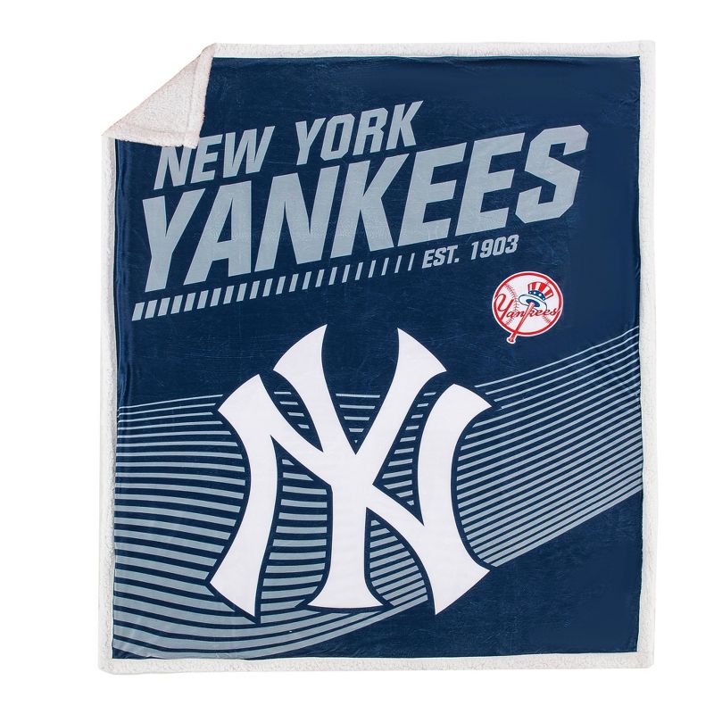 MLB New York Yankees New School Mink Faux Shearling Throw Blanket, 3 of 5