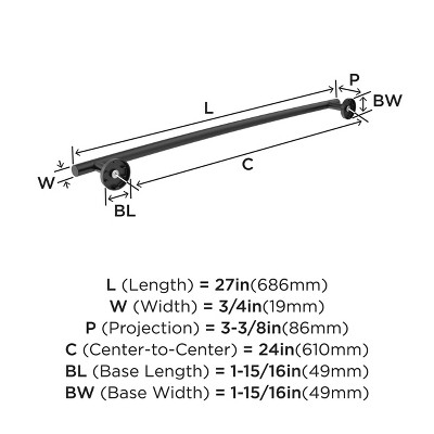 Matte Black Stainless Steel 24-inch Wall Mounted Towel Bar