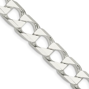 Black Bow Jewelry Men's 10.25mm Sterling Silver Flat Square Curb Chain Necklace - 1 of 4