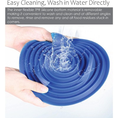 Blue Shark Fin Shaped Slow Feeding Pet Bowl with Silicone Insert