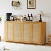 64" Sideboard Storage Cabinet with Rattan Doors and Wave Edges, Sideboard Buffet for Kitchen, Entryway, Dining Room-Maison Boucle - 3 of 4