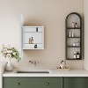 Vynxaria 20x34" Oval Recessed Medicine Cabinet, Metal Framed Wall Mirror with Adjustable Shelves, White Storage Solution for Bathroom - 2 of 4