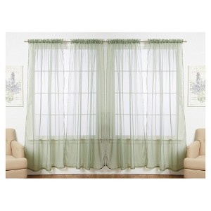 J&V TEXTILES 4-Pieces Sheer Solid Sheer Window Curtains 55x84 - Window Treatment Rod Pocket Voile Drape/Panel Sets for Patio Door - 1 of 4