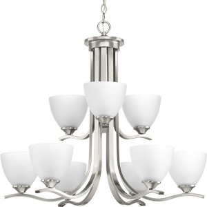 Progress Lighting Laird 9-Light Chandelier, Brushed Nickel, Glass Shades - 1 of 2