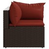 vidaXL Patio Corner Sofas with Cushions Set - 2 pcs Outdoor Furniture in Durable Brown Poly Rattan and Fabric, with Powder-Coated Steel Frame - 4 of 4