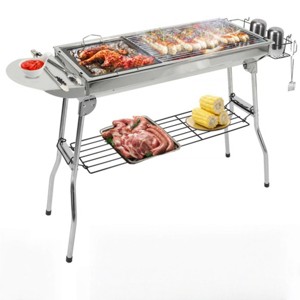 SEVOBAL Grill Cookware Portable Stainless Foldable Suitcase Design, Large BBQ Area for 8 People for Camping, Picnics, Black, 38.98"*13.39"*27.56" - 1 of 4