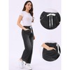 INSPIRE CHIC Women's Drawstring Elastic Waist Wide Legs Jeans Casual Denim Pants - 2 of 4