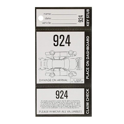 Juvale 2000-Pack 3 Part Perforated Valet Parking Tickets, Numbered Tags with Keyhole (5.5 x 2.85 in)