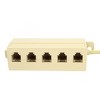 Unique Bargains Beige RJ11 6P4C 1 Male to 5 Female Telephone Line Splitter Connector - 2 of 3