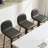 Bekrvio 26" Swivel Counter Height Bar Stools Set of 3 – Mid-Century Modern Upholstered PU Leather & Walnut Bentwood Legs, for Kitchen Island (Gray) - 4 of 4