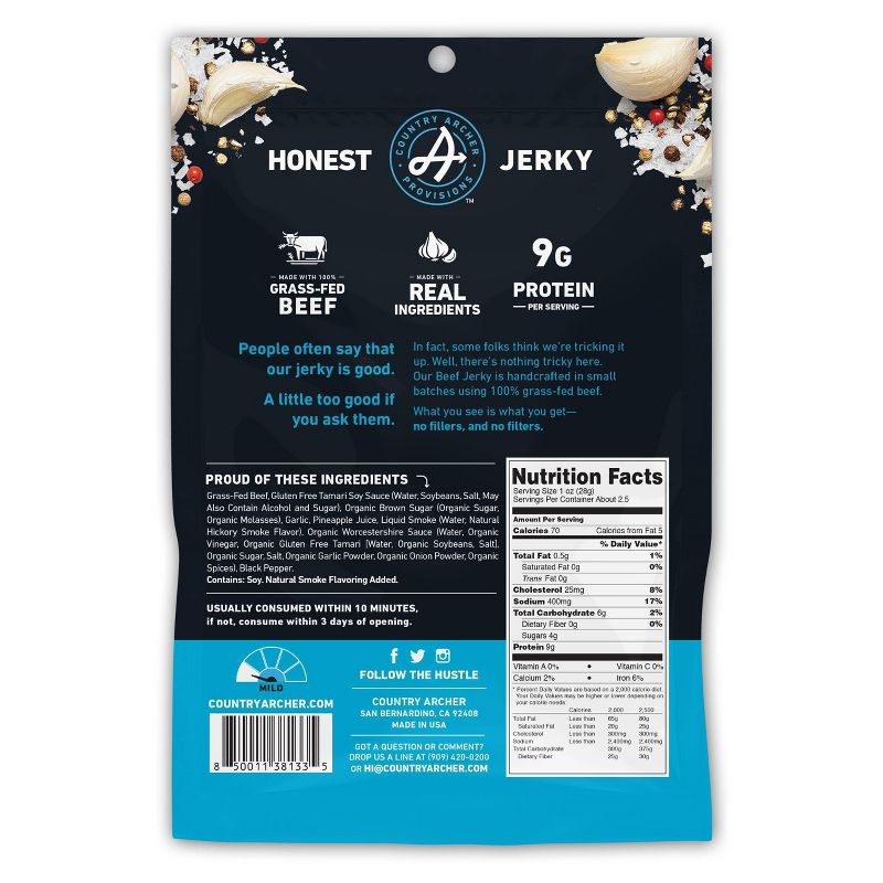 Country Archer All Natural Grass Fed Original Beef Jerky - 2.5oz, 3 of 7