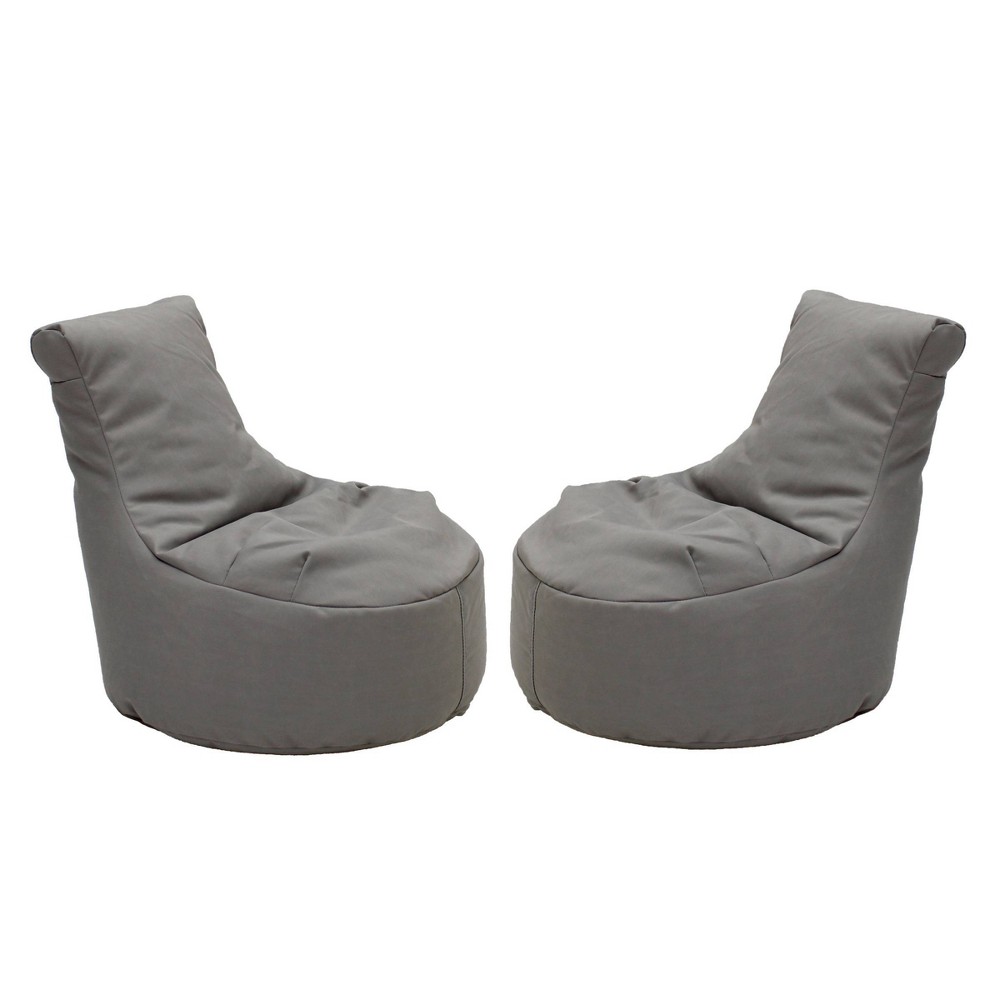 Factory Direct Partners 2pk Element Paddle Out Kids' Bean Bags Gray: Upholstered Indoor/Outdoor Bean Bag Chair for Kids