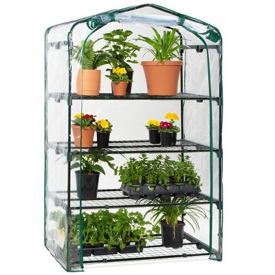 Best Choice Products 40in Wide 4-Tier Mini Greenhouse, Portable Indoor Outdoor Arboretum for Yard w/ Steel Shelves