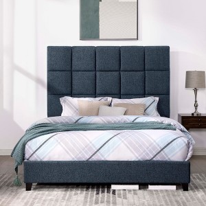 Queen Size Upholstered Platform Bed with Headboard for Bedroom - 1 of 4