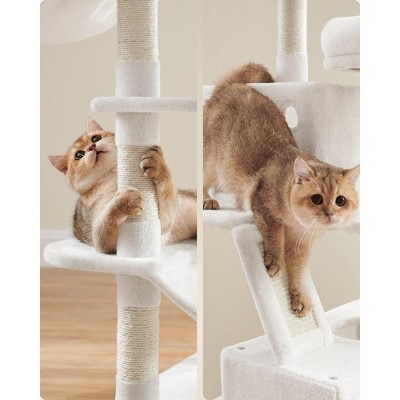 Cream White Multi-Level Cat Tree with Sisal Scratching Posts