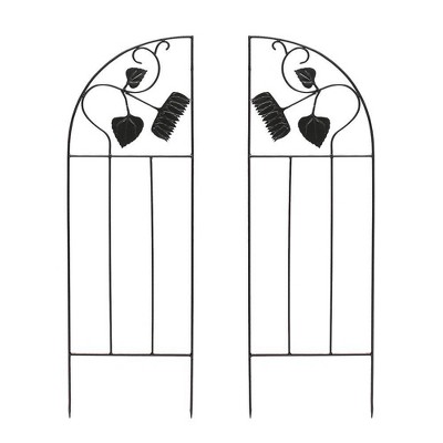 58" Tall Set of 2 Iron Side Panels for Sunflower Trellis Black Powder Coat Finish - Achla Designs