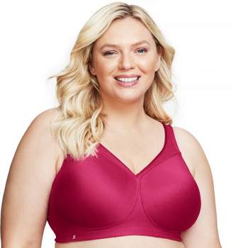 Women's Full Figure Plus Size Push Up MagicLift Original Wirefree Support  Bra, Wine Red 32DD Cup 