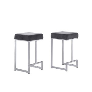 Best Master Furniture,Dorrington Velvet Backless Counter Height Stool (Set of 2) - 1 of 2