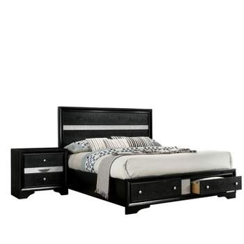 2pc Queen Whether by Bed with Nightstand Black - miBasics