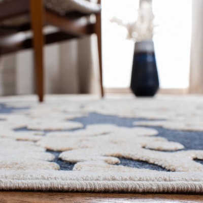 Stone and Aqua Rectangular Wool and Viscose Area Rug