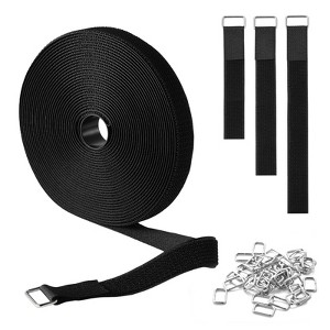 VEVOR Cable Ties, 393.7-Inch Adjustable Hook and Loop Straps with 50 Metal Buckles, Reusable Velcro Cords Straps, Cut-to-Length Wire Strap, Black - 1 of 4