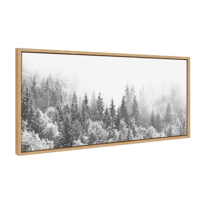 Forest On A Foggy Day Black and White Canvas Print