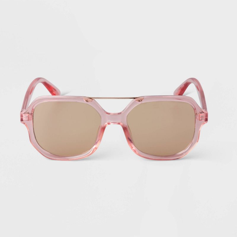 Women&#39;s Square Crystal Aviator Sunglasses - A New Day&#8482; Pink, 1 of 6