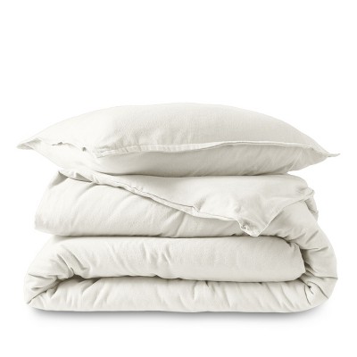Cream Twin/Twin XL Cotton Flannel Duvet Cover Set