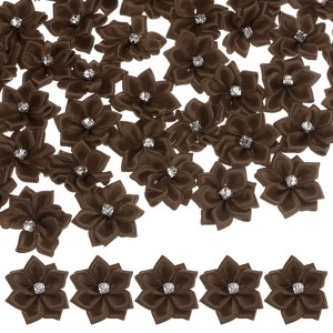Unique Bargains Artificial Satin Durable Flexible Decorative Mini Ribbon Flowers with Rhinestones 1.2 Inch 200 Pcs - 1 of 4