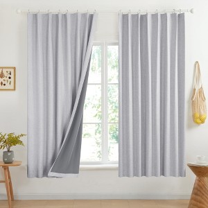 Deconovo 2 Panels Linen Look Blackout Curtains with 8 Grommets, Thermal Insulated Drapes - 1 of 4