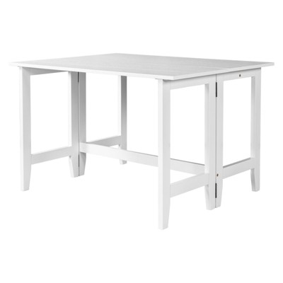 VisioGear Extendable Dining Table with Drop Leaf, Folding Kitchen Table, Space-Saving Dinner Table, White, 63.2"*35.5"*30.5"