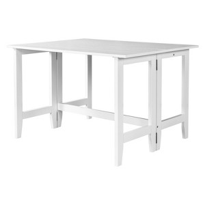 VisioGear Extendable Dining Table with Drop Leaf, Folding Kitchen Table, Space-Saving Dinner Table, White, 63.2"*35.5"*30.5" - 1 of 4