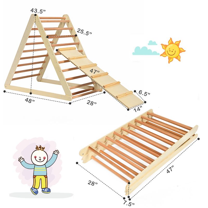 Costway Foldable Wooden Climbing Triangle Indoor Home Climber w/ Ladder for Toddler Baby, 4 of 11