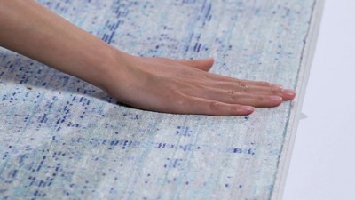 Teal and Multicolor Abstract Synthetic 4' x 6' Area Rug