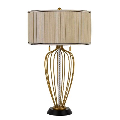 Cal Lighting Laval 60W X 2 Metal Table Lamp With Pleated Softback Fabric Shade And Pull Chain Switch