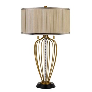 Cal Lighting Laval 60W X 2 Metal Table Lamp With Pleated Softback Fabric Shade And Pull Chain Switch - 1 of 3