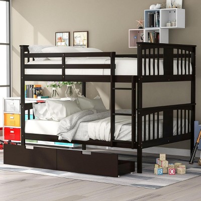 Streamdale Full over Full Bunk Bed with Drawers and Ladder for Bedroom, Guest Room Furniture-Espresso