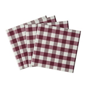 Kate Aurora Country Living 4 Pack Gingham Plaid Checkered Country Farmhouse Napkins - 1 of 2